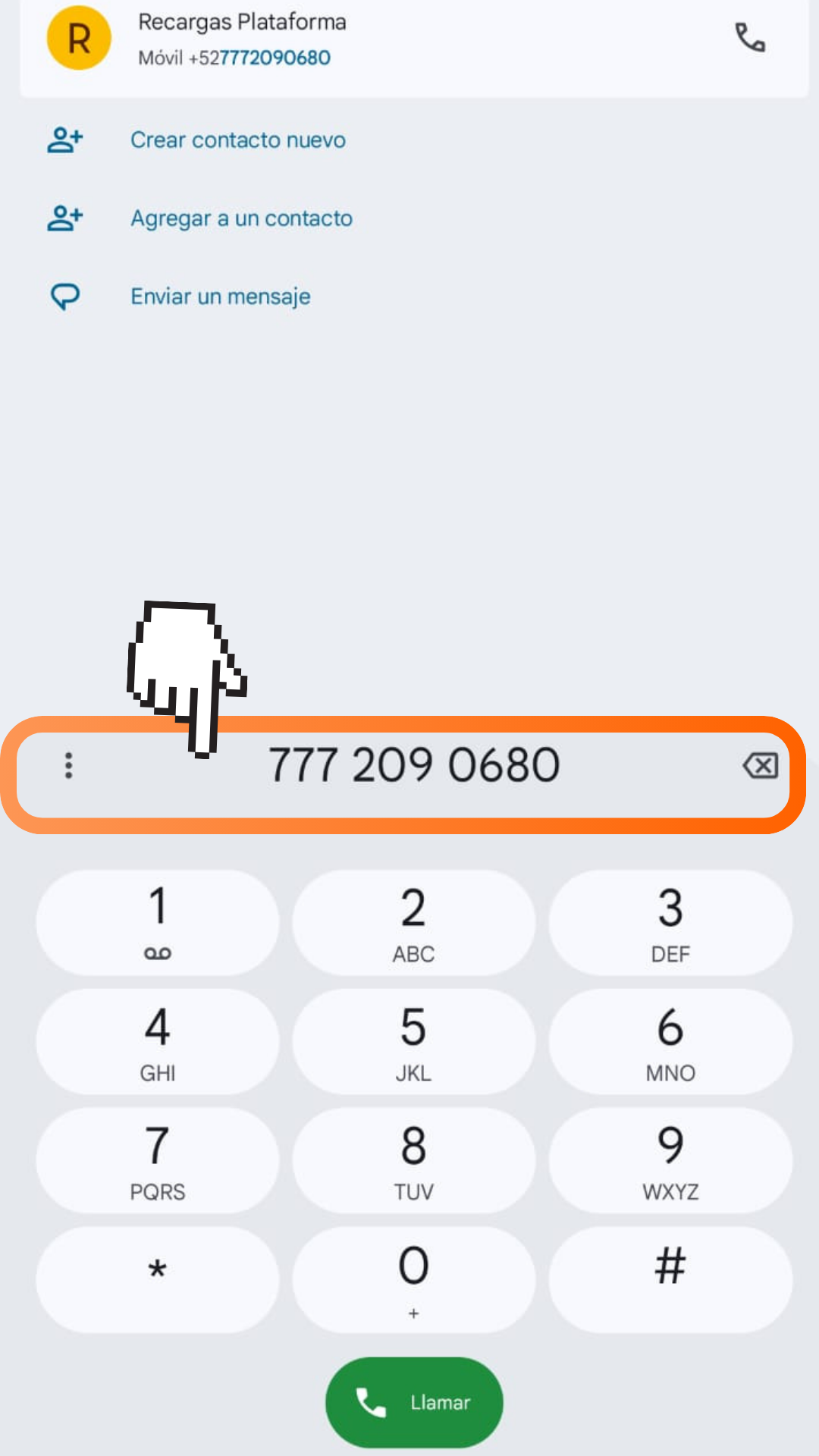 Paso 1 para activar recargas por WhatsApp en Linntae